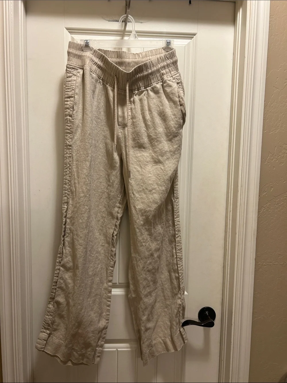 Quince tan L Elastic-Waist drawstring  Linen  Pants